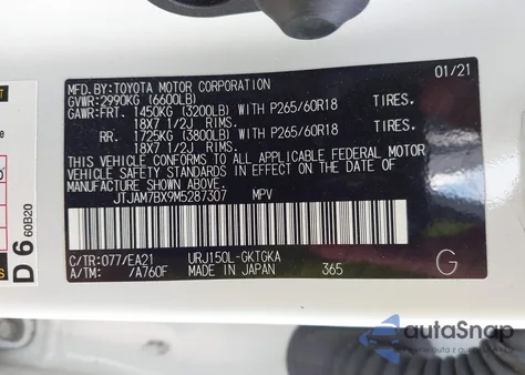 2021 Lexus Gx 460 Premium z USA, uszkodzony, nr VIN JTJAM7BX9M5287307